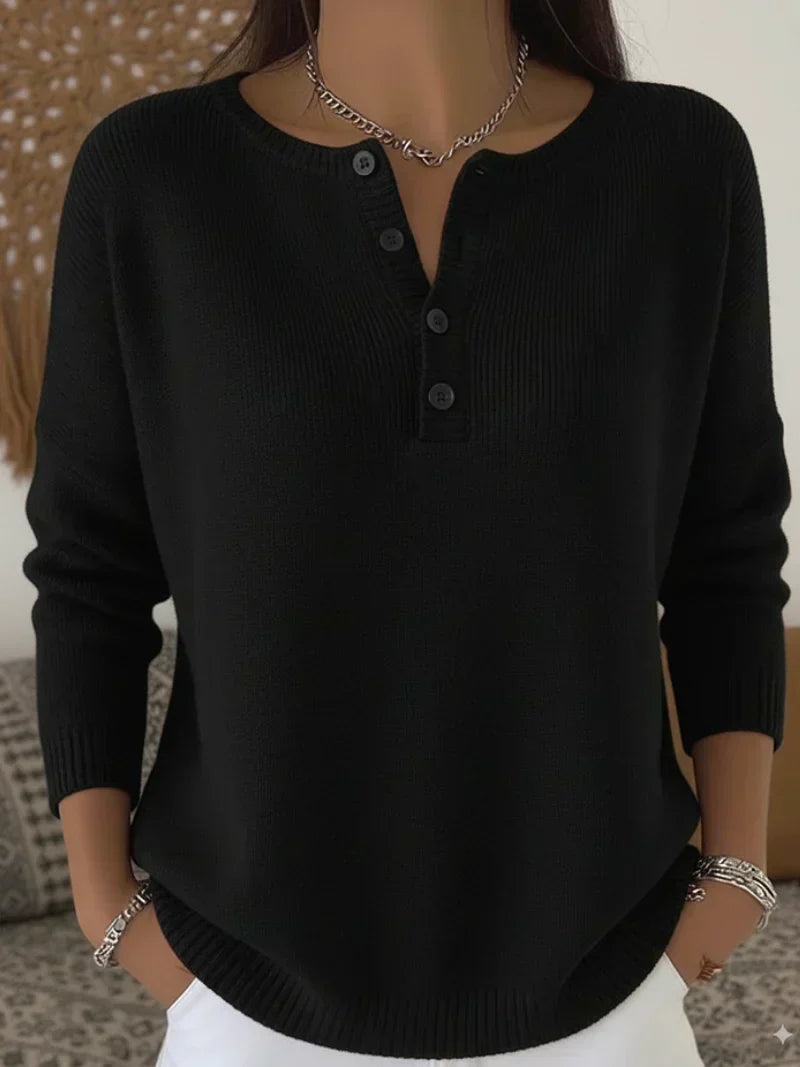 Maglione Helena · collo Henley, con bottoni