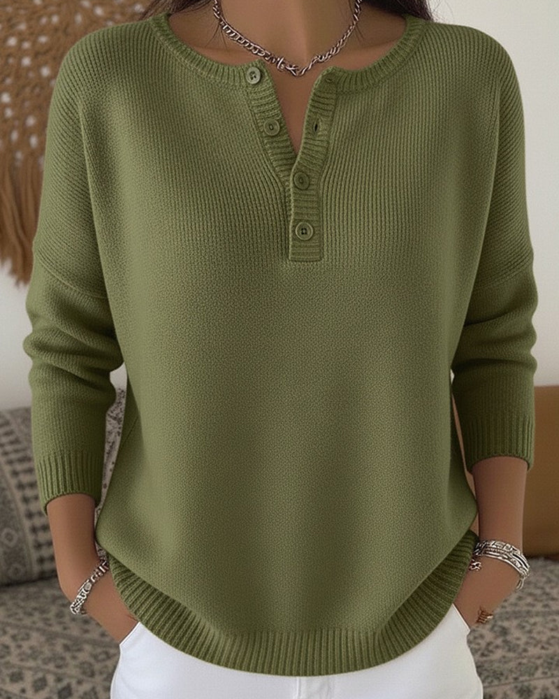 Maglione Helena · collo Henley, con bottoni