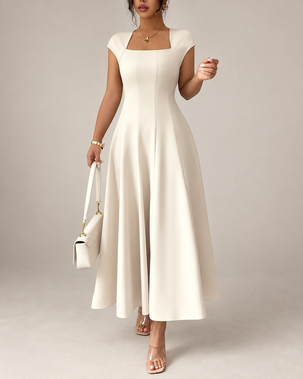 Allegra · Square Neck A-Line Maxi Dress