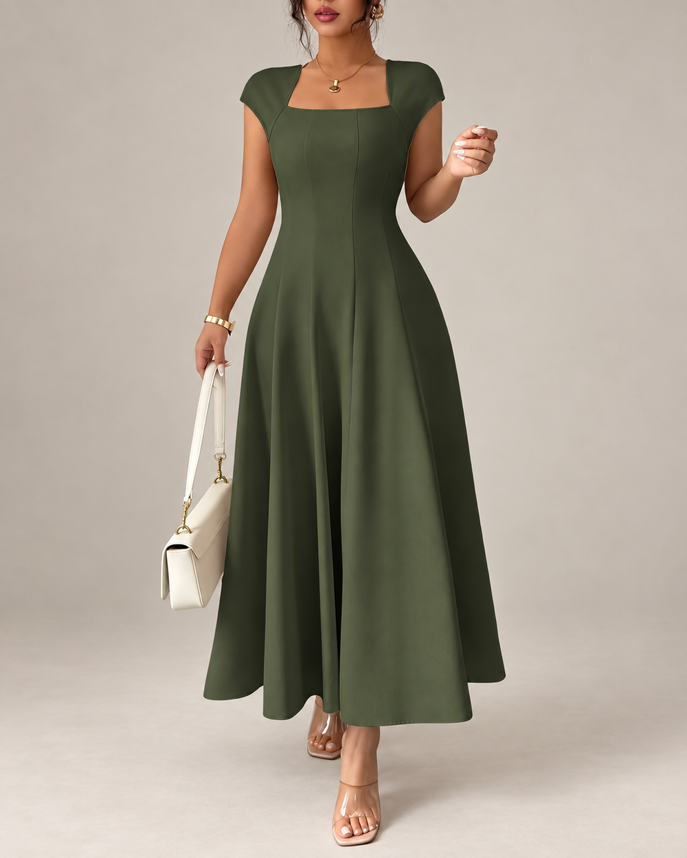 Allegra · Square Neck A-Line Maxi Dress