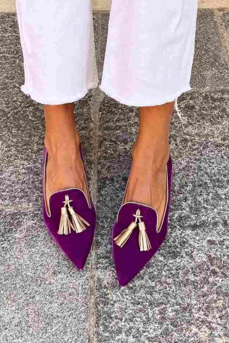 Amelie · Pointed Suede-Look Tassel Loafers