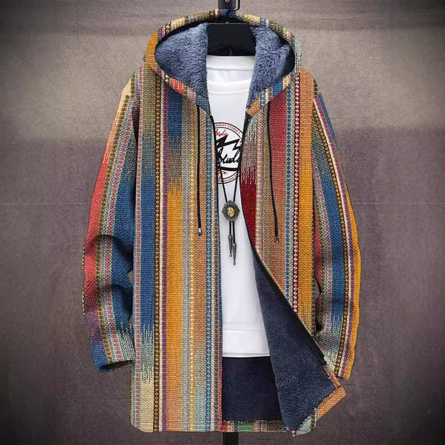 Annabel · Vertical Stripe Fleece-Lined Coat