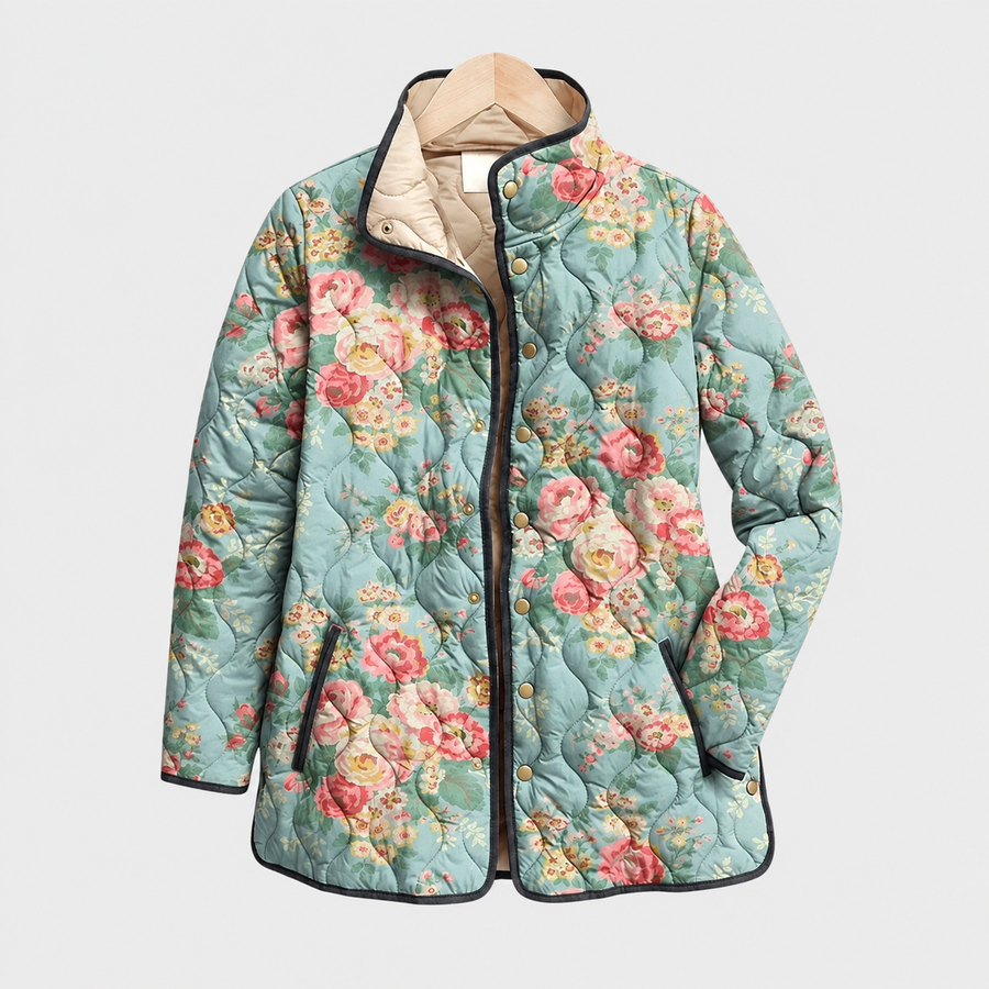 Annette · Celadon Peony Quilted Jacket