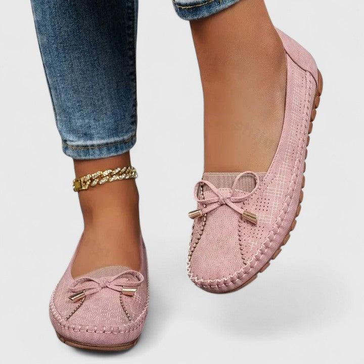 Ava · Perforated Bow Moccasin Flats