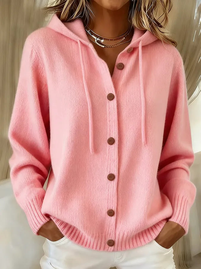 Brenda · Drawstring Hooded Cardigan