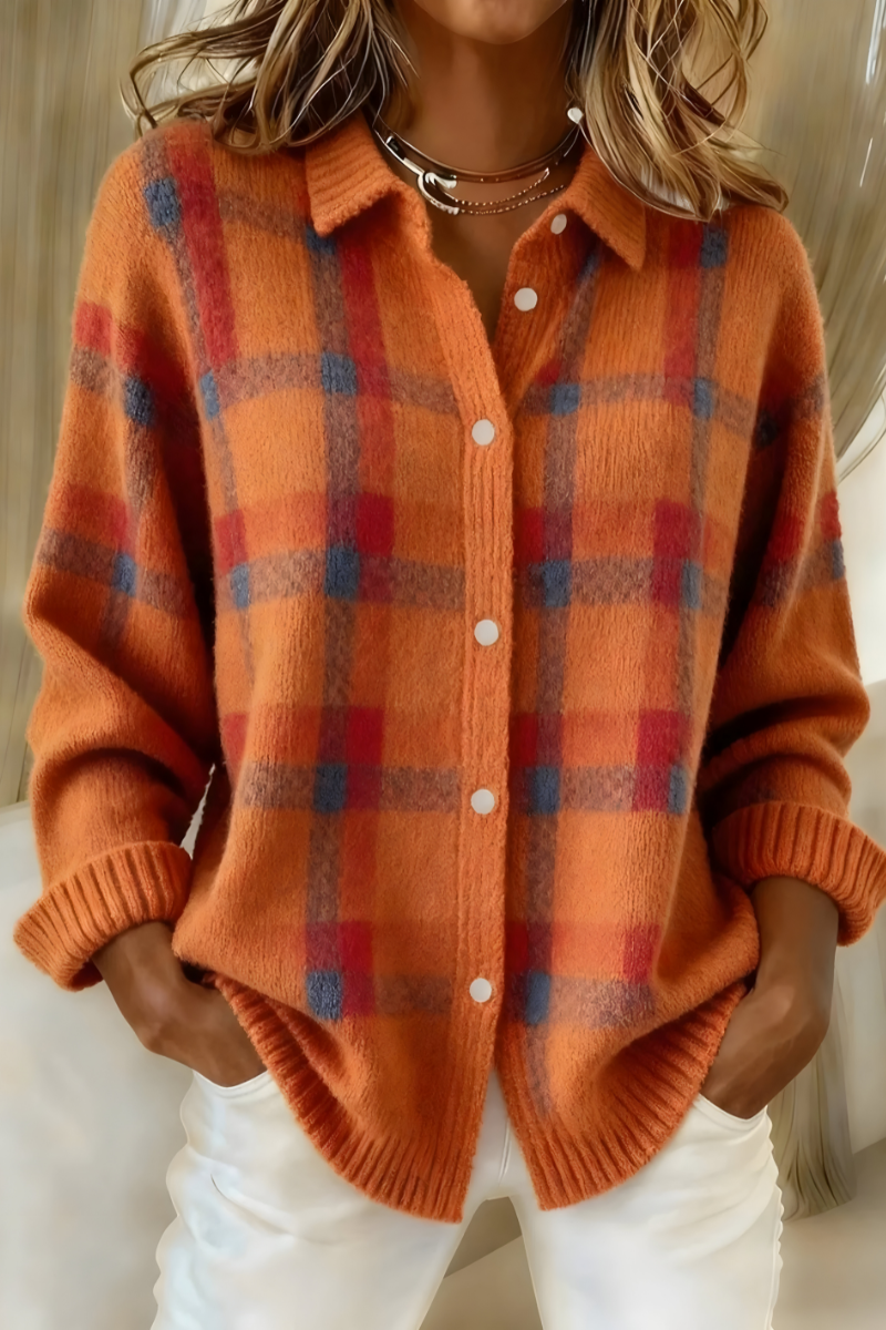Camille · Plaid Knit Cardigan