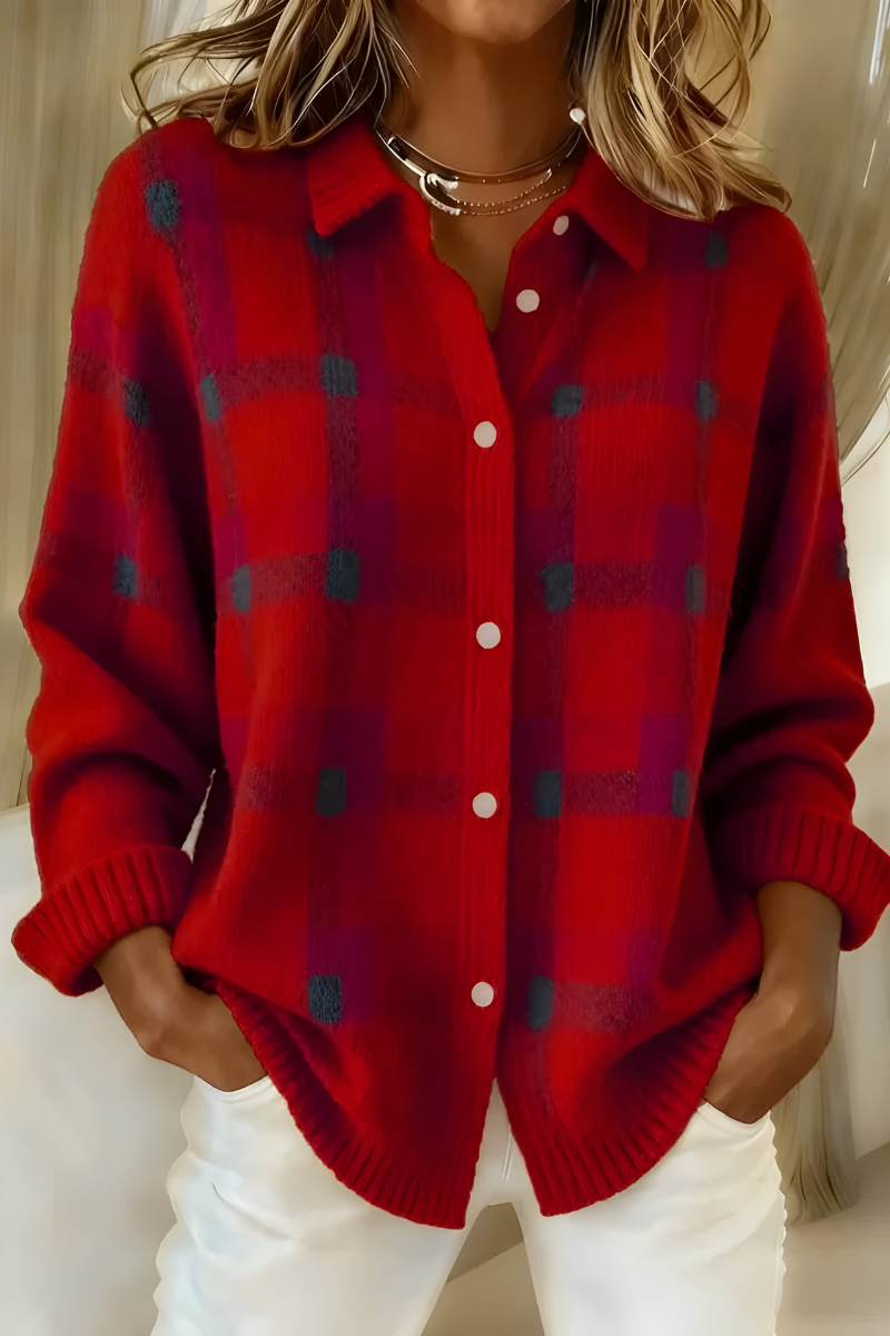 Camille · Plaid Knit Cardigan