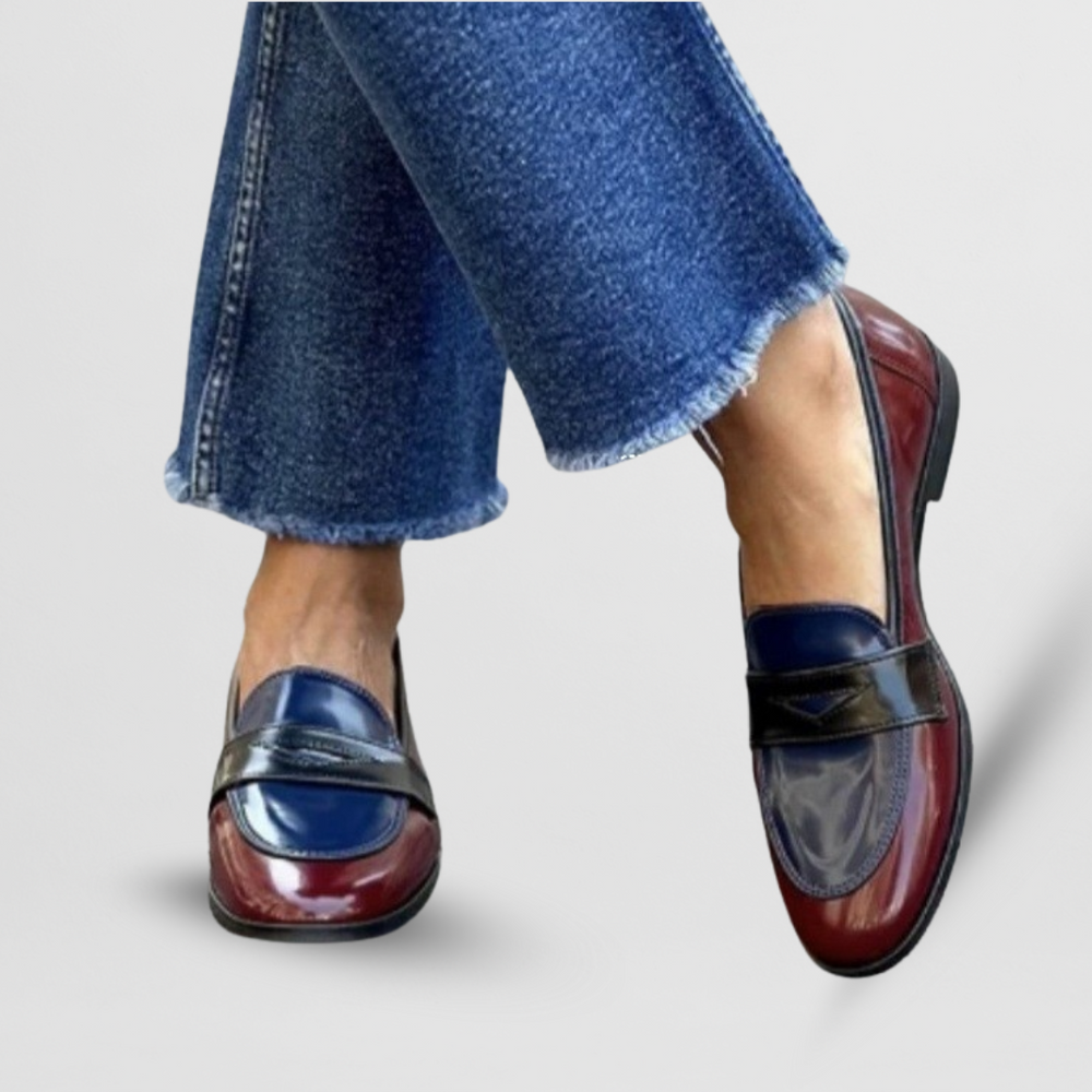 Chiara · Two-Tone Patent Penny Loafers