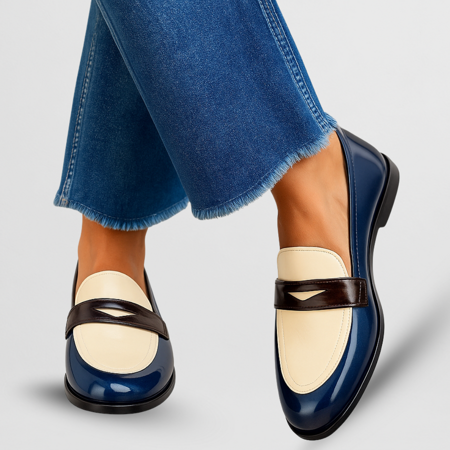 Chiara · Two-Tone Patent Penny Loafers