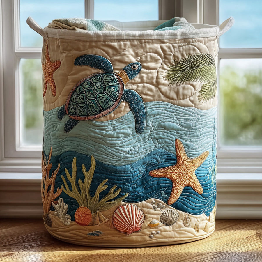 Coastal Harmony · Quilted Laundry Basket