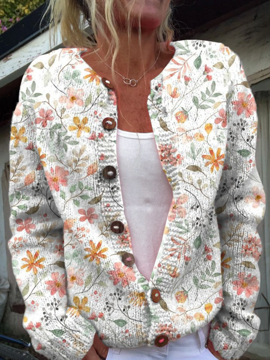 Cosima · Pastel Floral Knit Cardigan