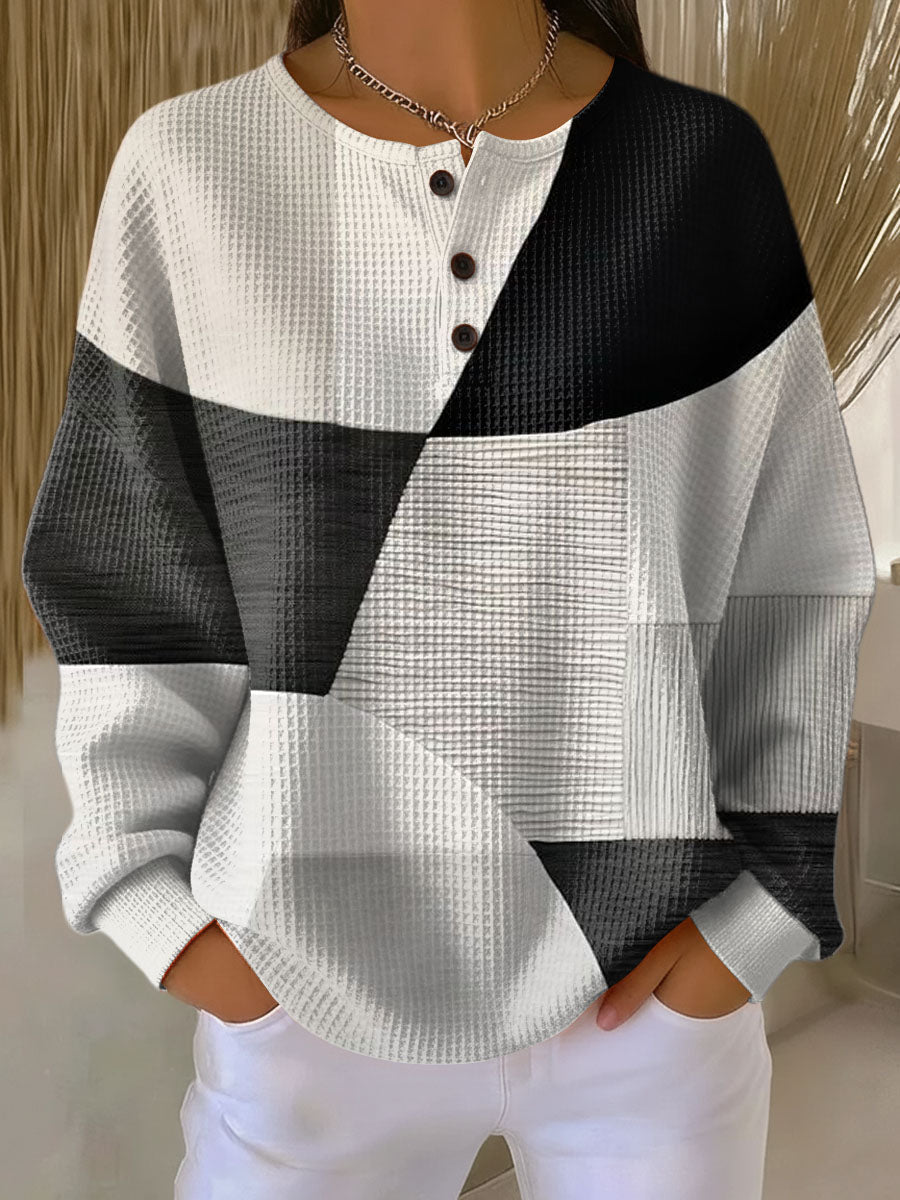 Crestine · Colour-Block Waffle Jumper