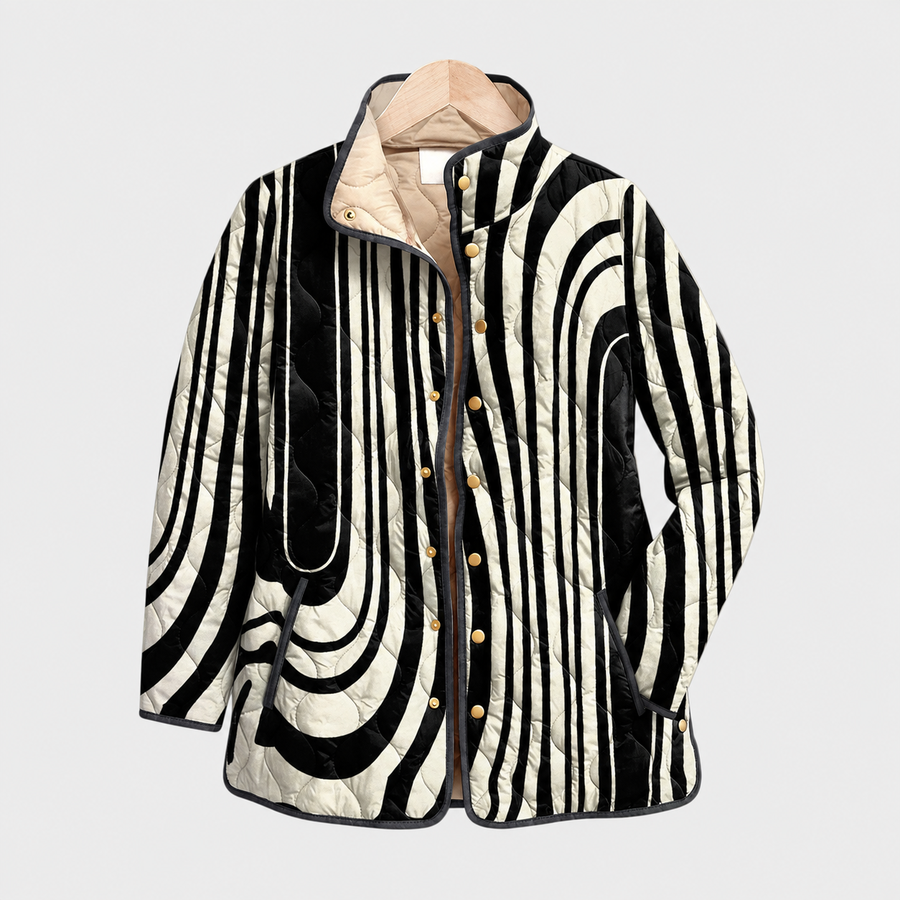 Edith · Zebra Swirl Quilted Jacket
