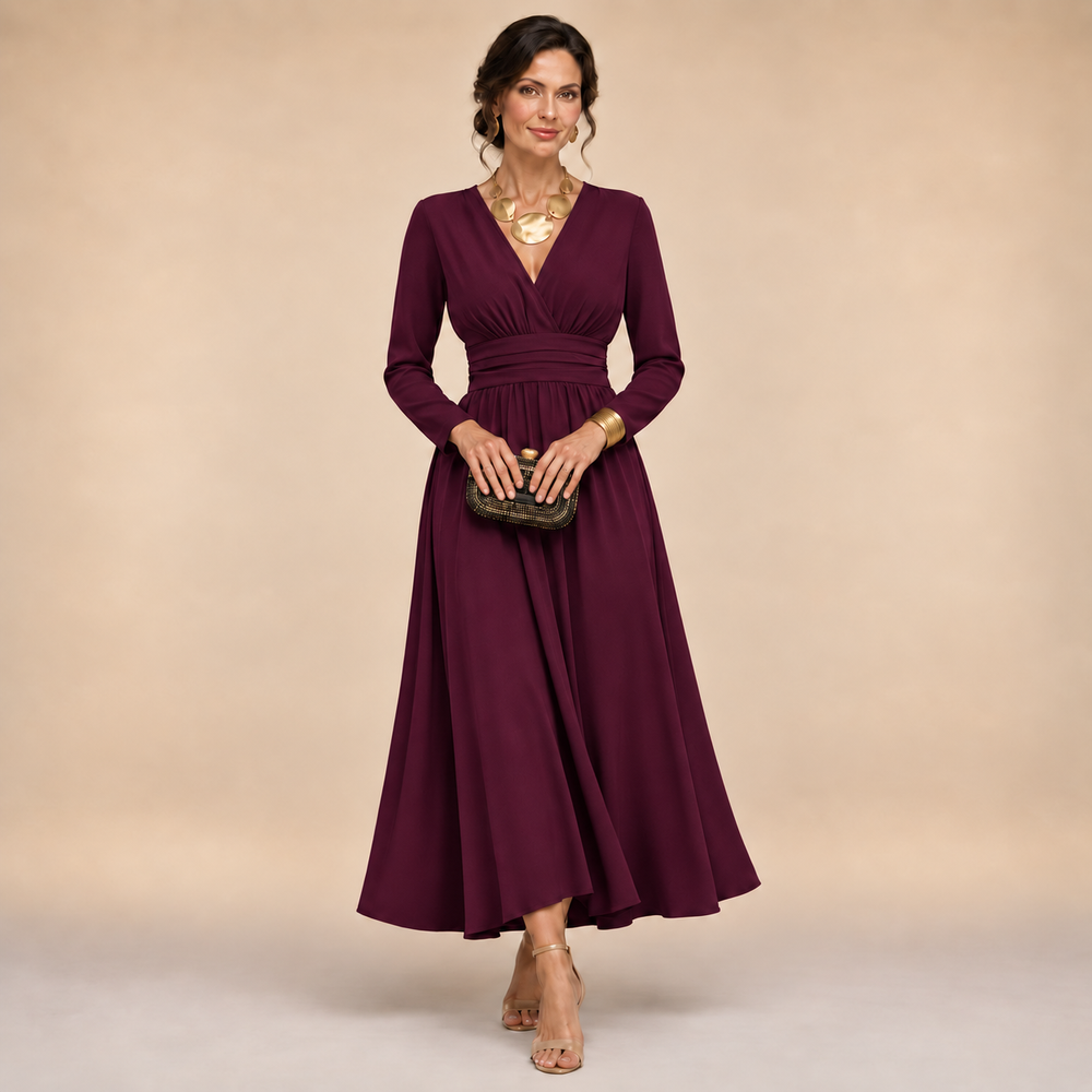 Eulalie · Long Sleeve Wrap Maxi Dress