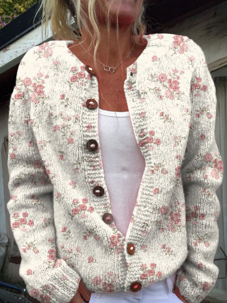 Evanthea · Ditsy Rose Knit Cardigan