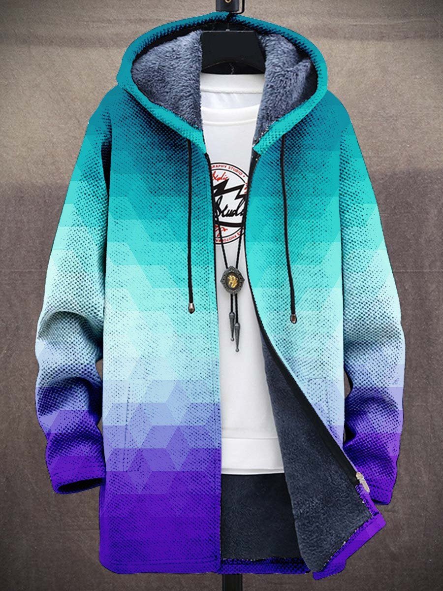 Gemma · Turquoise Ombre Fleece-Lined Coat