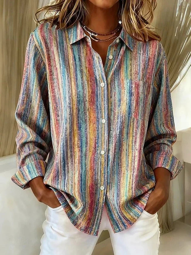 Harlowe · Painted Stripe Button Blouse