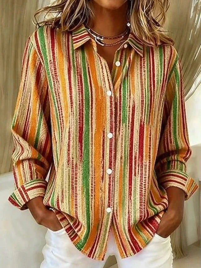 Harlowe · Painted Stripe Button Blouse