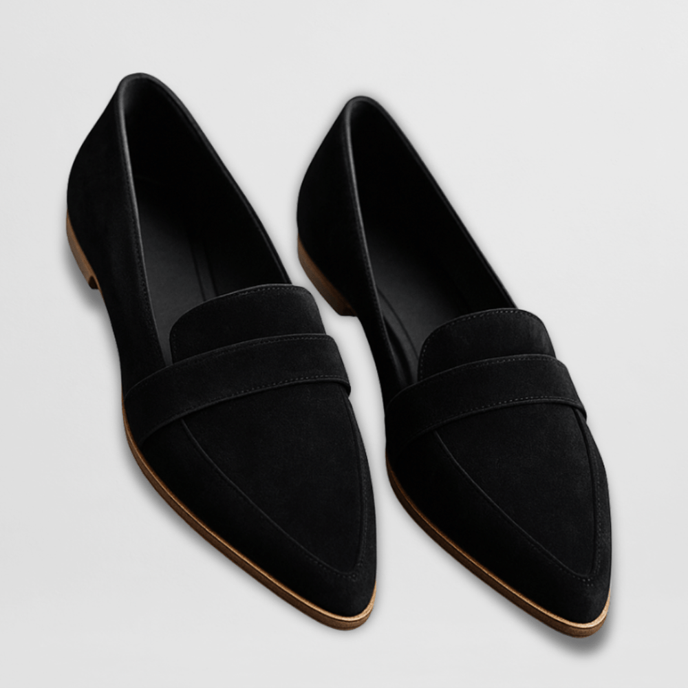 Helen · Pointed Suede-Finish Loafers