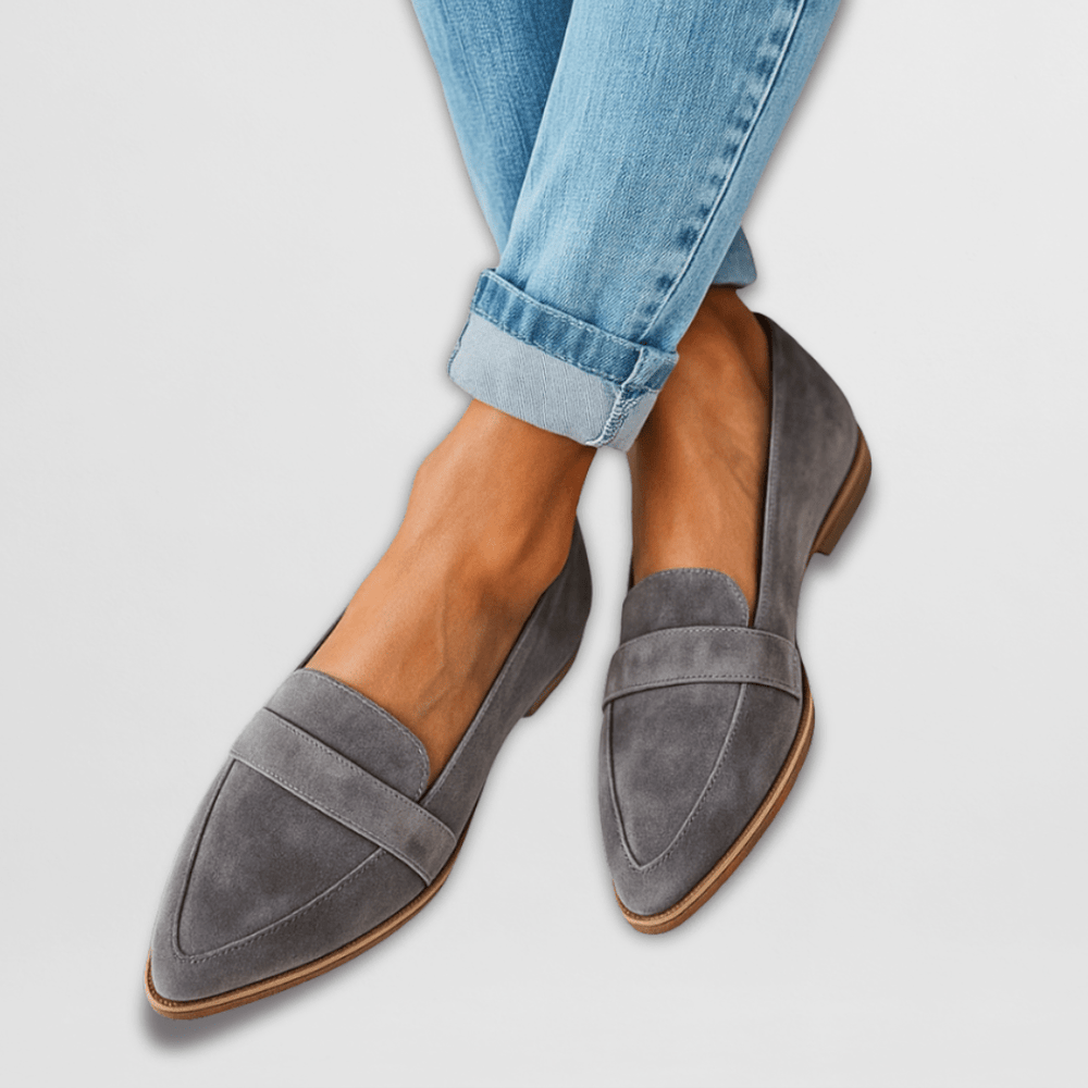 Helen · Pointed Suede-Finish Loafers