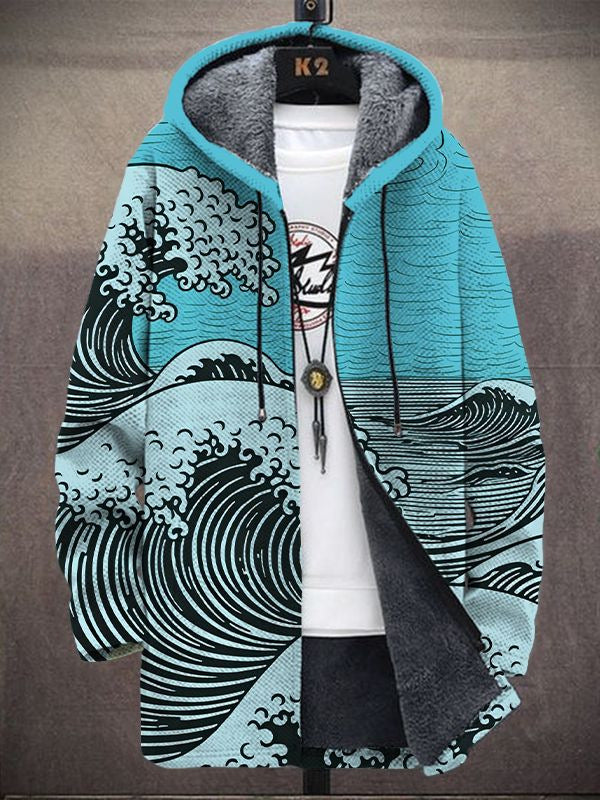 Imelda · Wave Print Fleece-Lined Coat