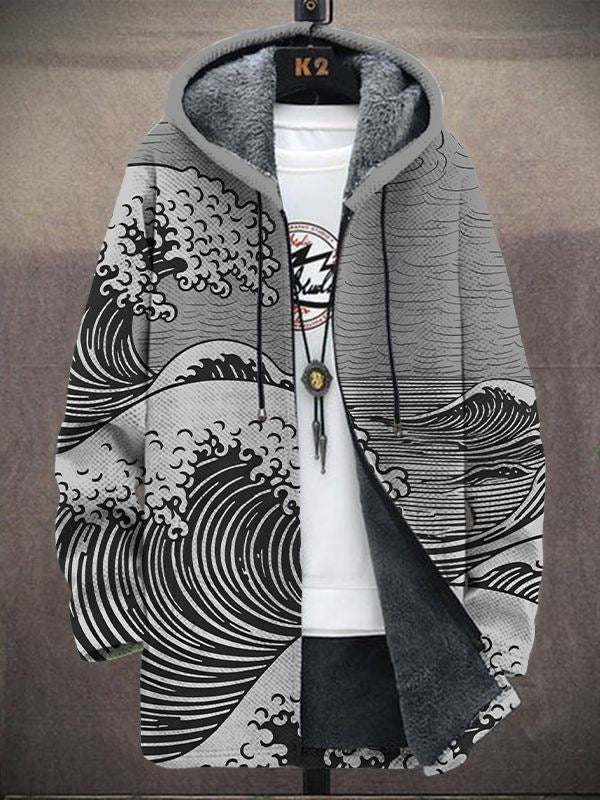Imelda · Wave Print Fleece-Lined Coat