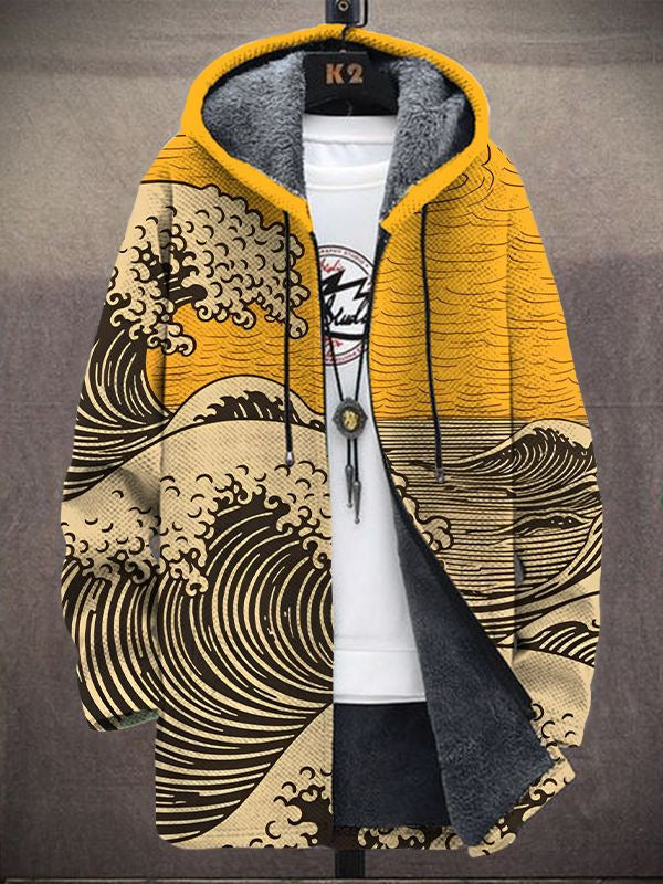 Imelda · Wave Print Fleece-Lined Coat
