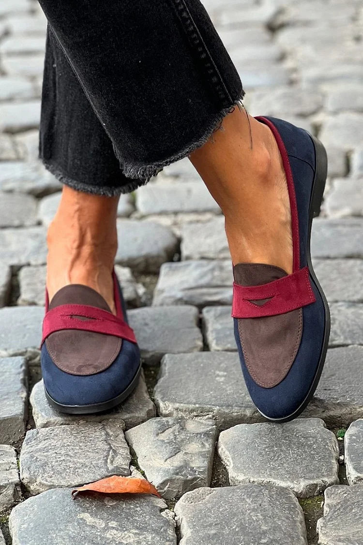 Janelle · Navy Mesh Penny Loafers