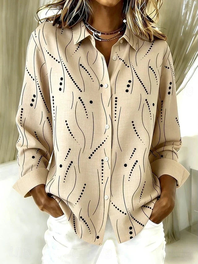 Kaylene · Khaki Dot and Wave Print Blouse
