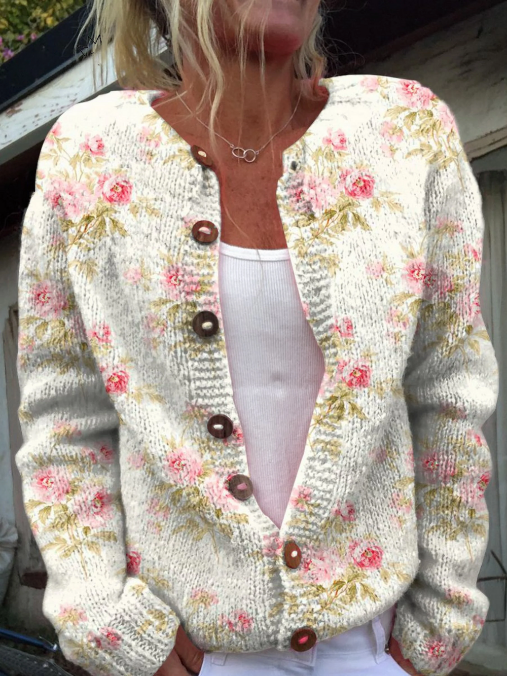 Kerensa · Rose and Leaf Knit Cardigan