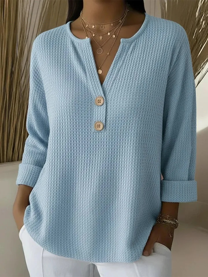 Lucinda · Waffle Henley Top