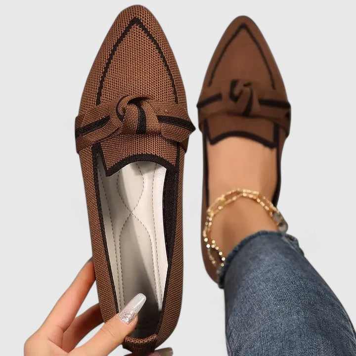 Maricela · Pointed Knit Knot Flats