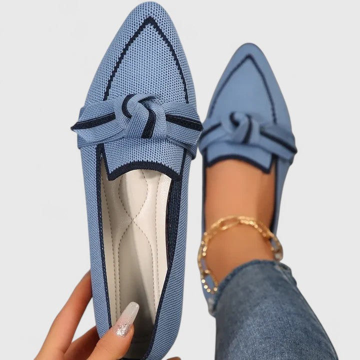 Maricela · Pointed Knit Knot Flats