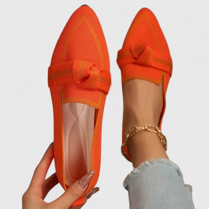 Maricela · Pointed Knit Knot Flats