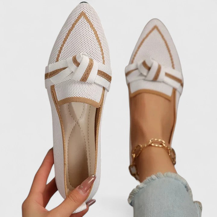 Maricela · Pointed Knit Knot Flats