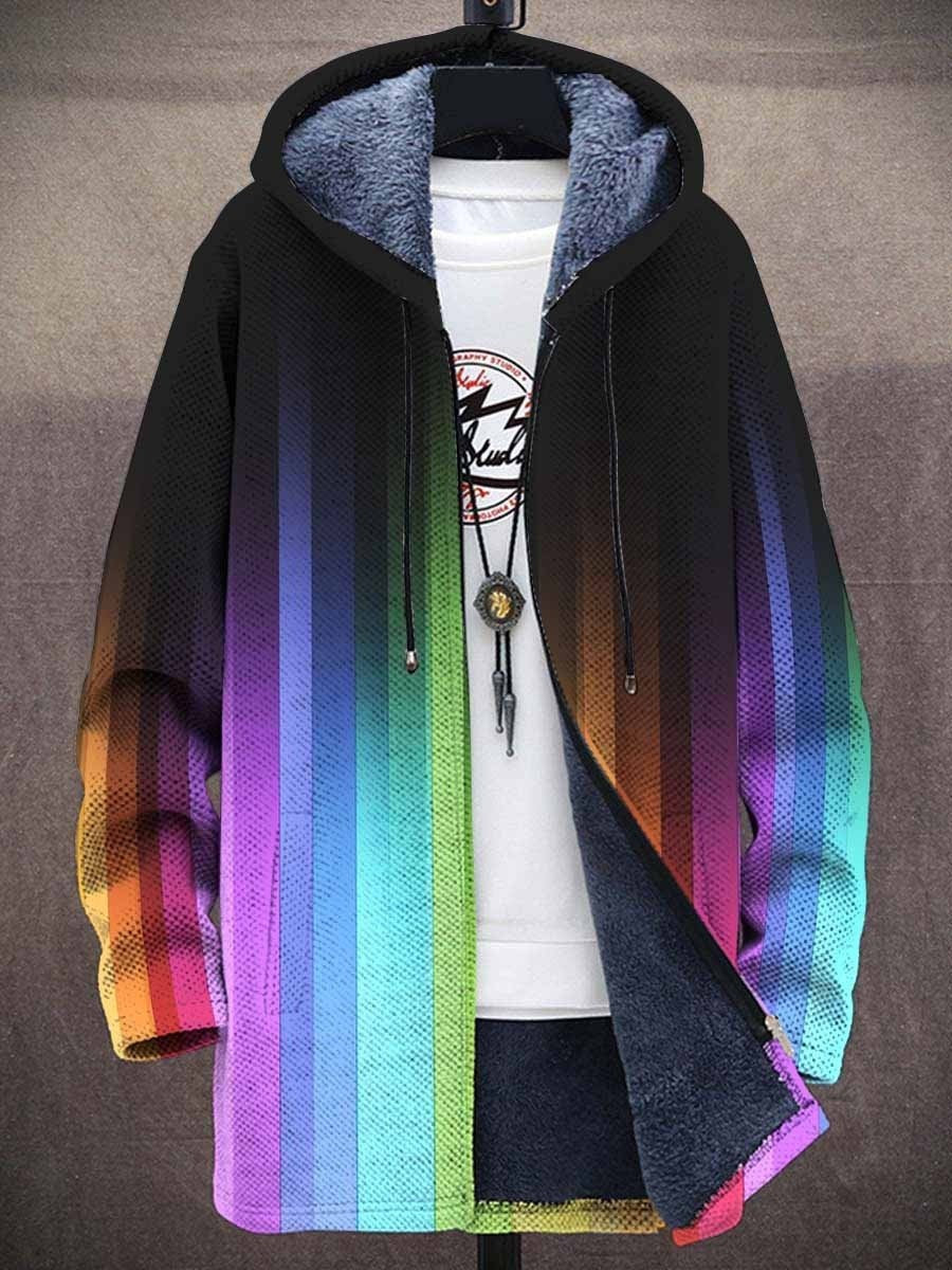 Marigold · Black Spectrum Stripe Fleece-Lined Coat
