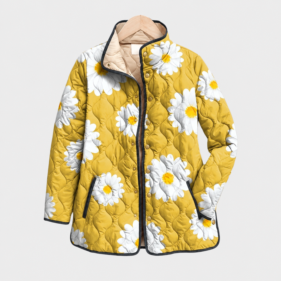 Marjorie · Mustard Daisy Quilted Jacket