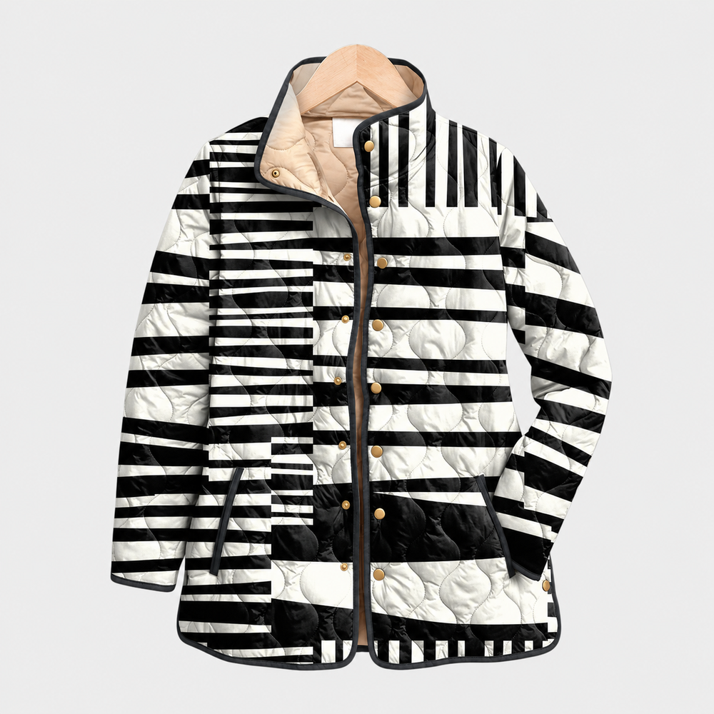 Maxine · Mono Stripe Quilted Jacket