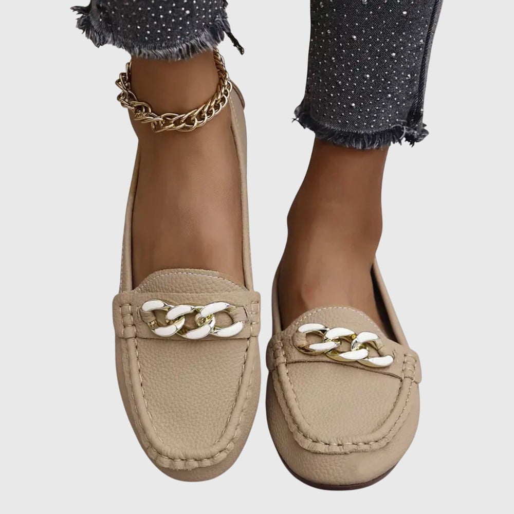 Melissa · Gold Chain Moccasins