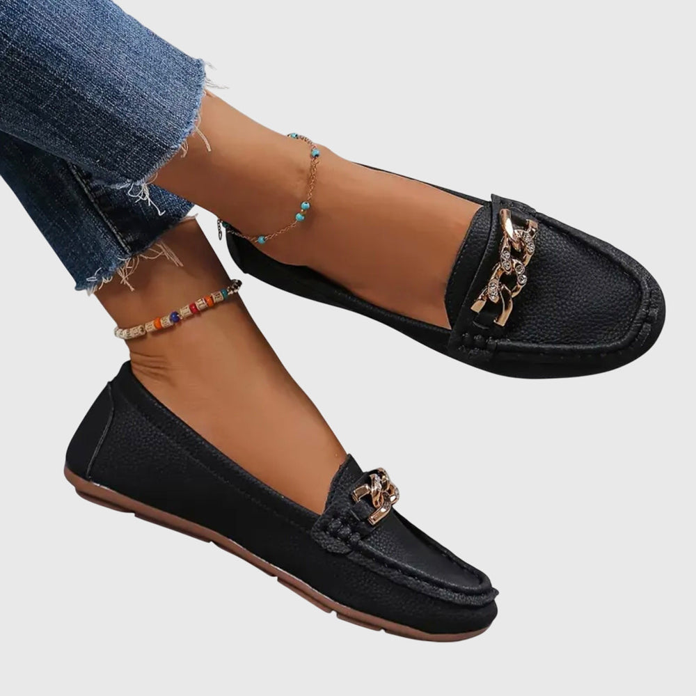 Melissa · Gold Chain Moccasins