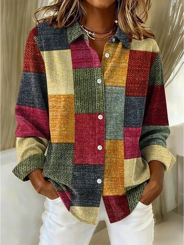 Merritt · Patchwork Print Button Blouse