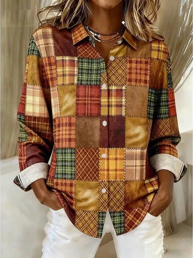 Merritt · Patchwork Print Button Blouse