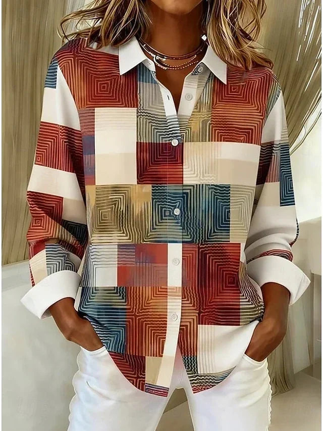 Merritt · Patchwork Print Button Blouse