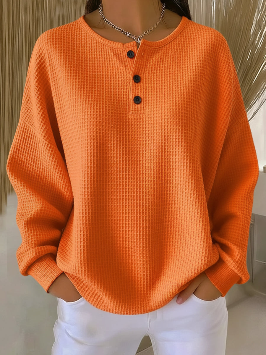 Mirabel · Waffle Henley Sweatshirt