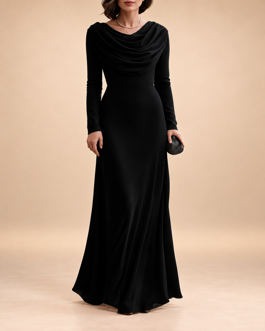 Mirella · Cowl Neck Long Sleeve Maxi Dress