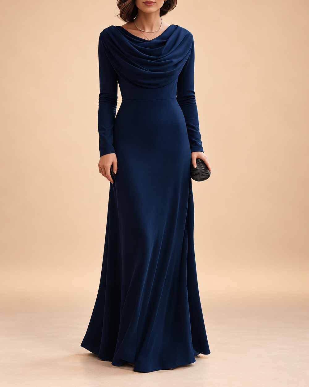 Mirella · Cowl Neck Long Sleeve Maxi Dress