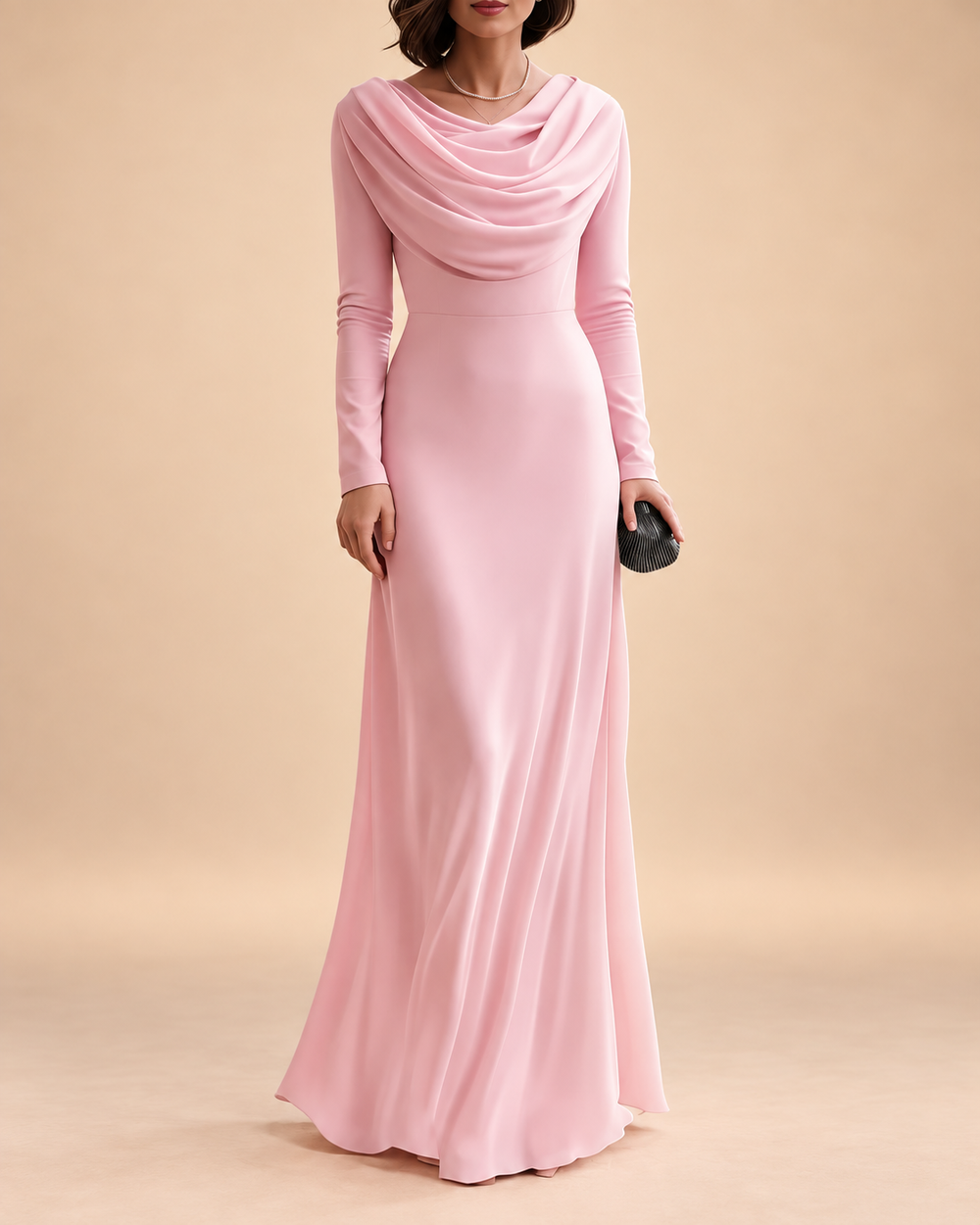 Mirella · Cowl Neck Long Sleeve Maxi Dress