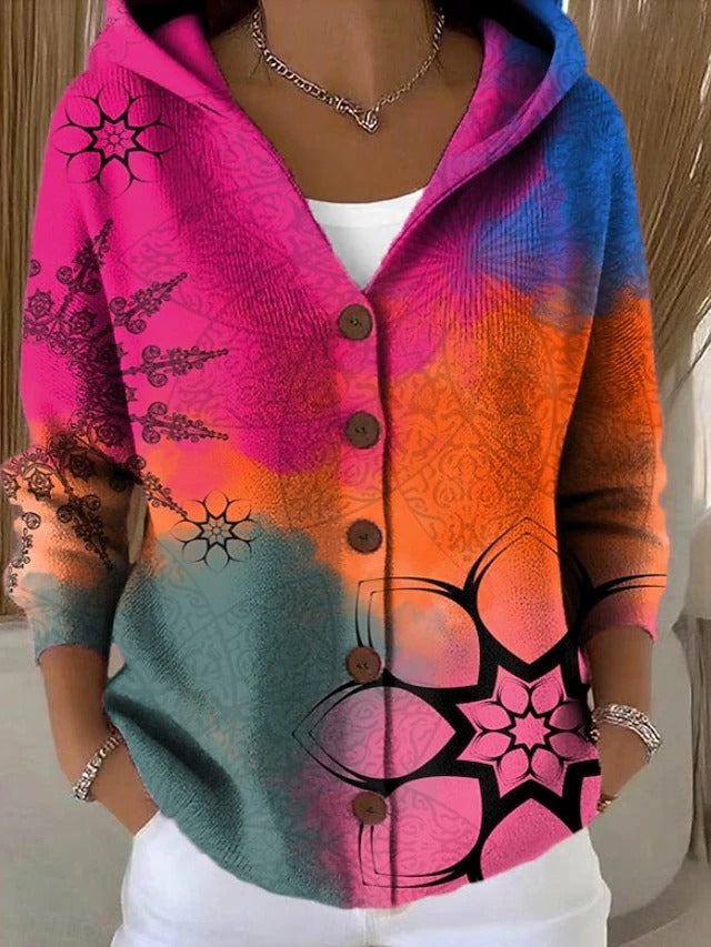 Patchouli · Printed Hooded Cardigan