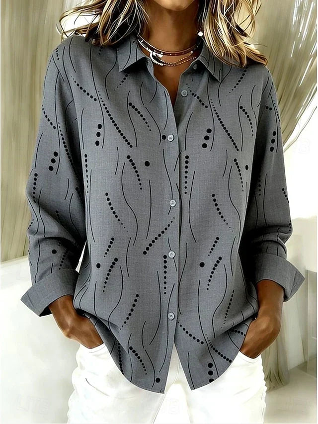 Pernella · Grey Dot and Line Print Blouse