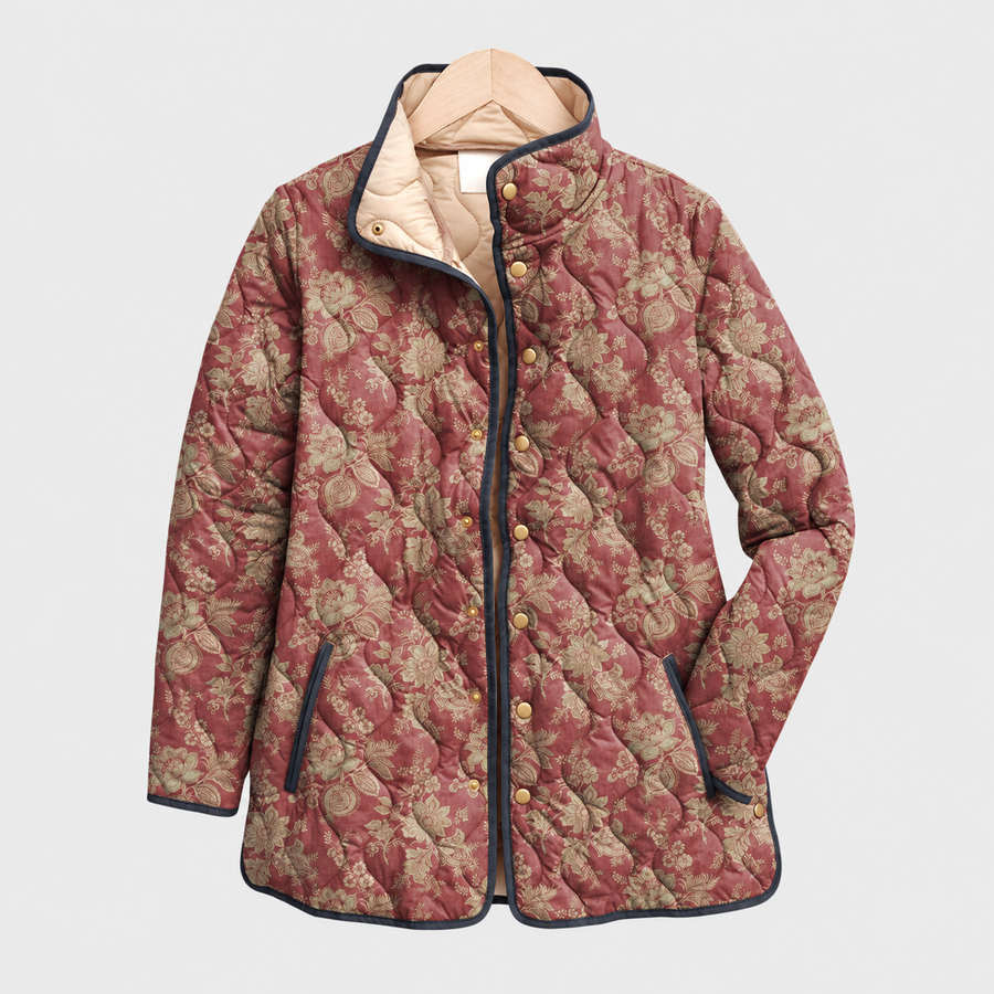 Rosemary · Plum Damask Quilted Jacket